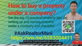 How to buy a property under a company? #AskRealtorMani