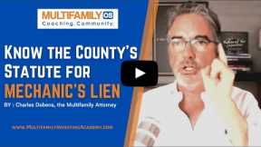 Know the County's Statute for Mechanic's Lien